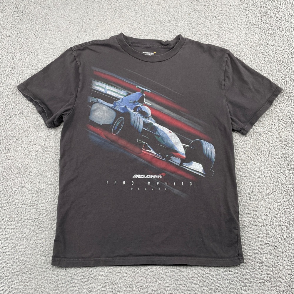Hollister T-Shirt Mens L Gray McLaren F1 1998 MP4/13 Brazil Relaxed Fit Graphic
